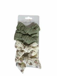 Muslin Bow Clips Sage Floral