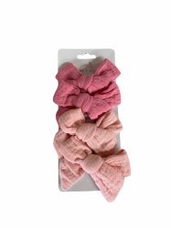 Muslin Bow Clips Peach Bubblegum