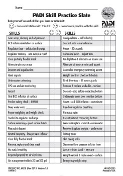 PADI STUDENT PLANNING SLATE