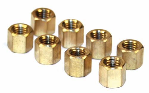 Exhaust Nuts. Brass. Set of 8