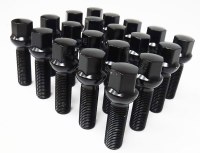 Ball 14 x 1.5 x 28mm Lug Bolt Black Set of 20