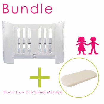 Bloom Alma Luxo Crib Spring Mattress Bundle White Nini And