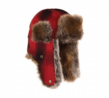 The Northwoods Trapper Hat Size MD Red/Black Plaid