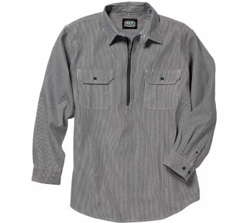 Men's Long-Sleeve Button Front Hickory Stripe Logger Shirt