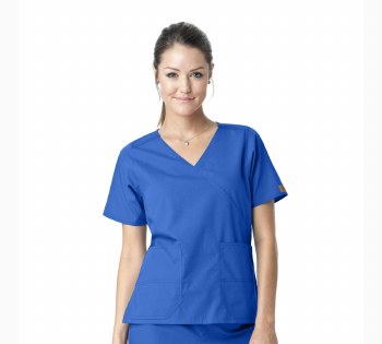 Women's Mock Wrap Two-Pocket Scrub Top