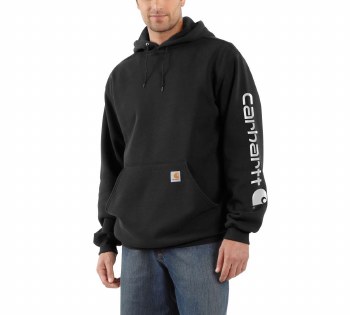 Men's Loose Fit Midweight Logo Sleeve Graphic Hoodie