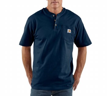 Men's Loose Fit Heavyweight Short-Sleeve Pocket Henley T-Shirt