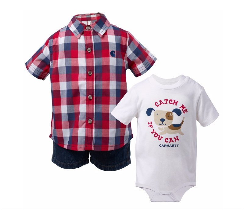 Infant/Toddler Boys Carhartt Kids Bodysuit Shortall and Bib Set
