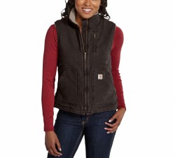 Women's Sandstone Mock-Neck Vest/Sherpa Lined