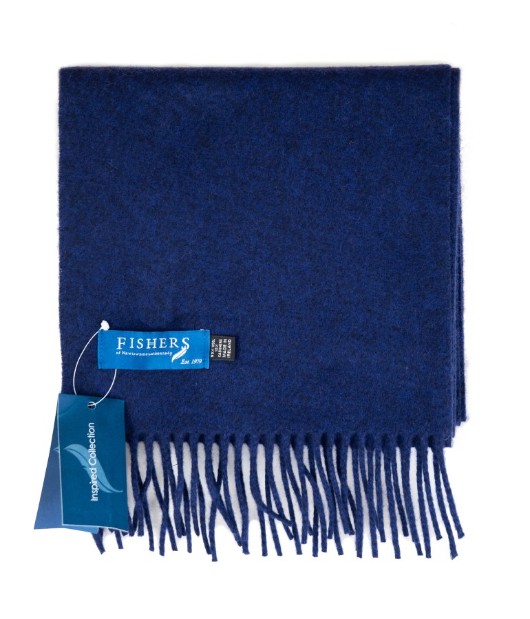 Fishers Wool Cashmere Scarf Blue