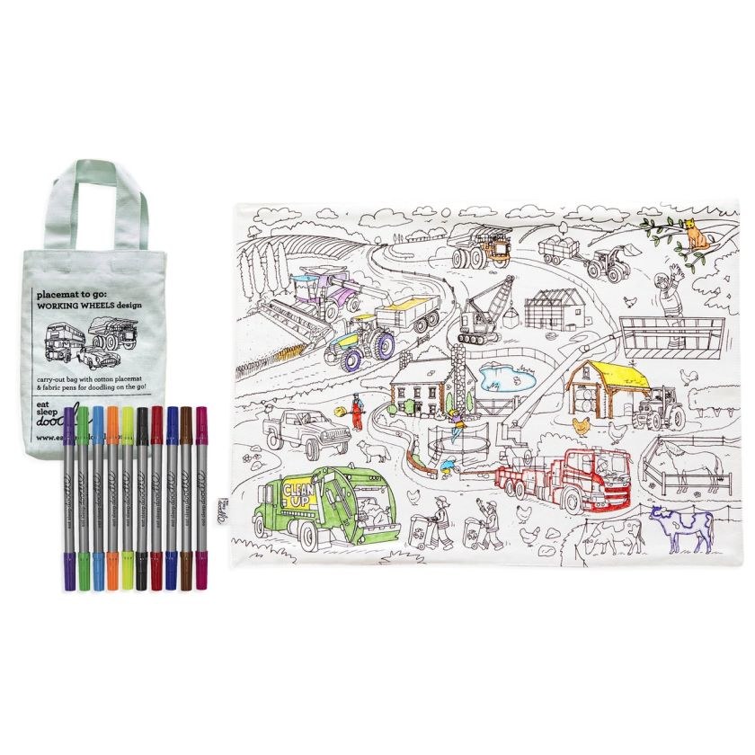 Eat Sleep Doodle Placemat To Go Working Wheels