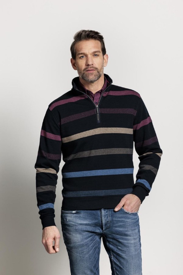 Baileys Block Stripe 1/4 Zip Knit Fishers