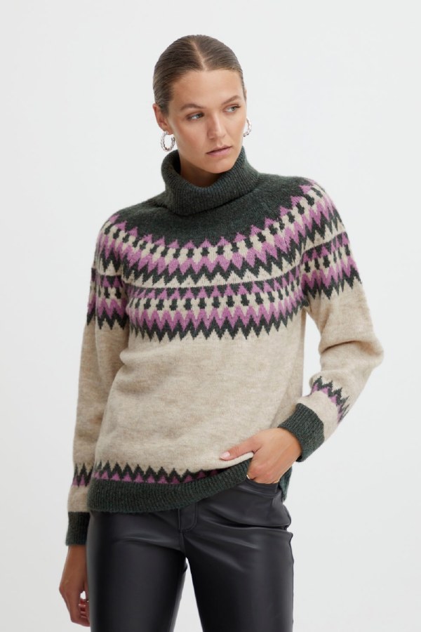 Ichi Povoke Fair Isle Knit Jumper