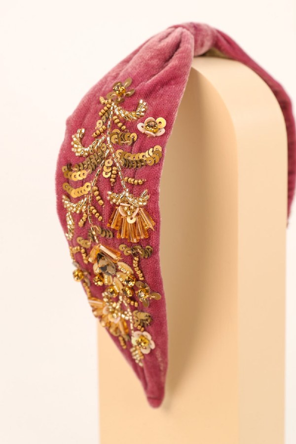 Powder Velvet Embellished Headband