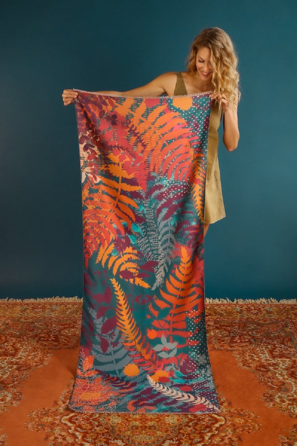 Powder Forest Foliage Luxury Print Scarf