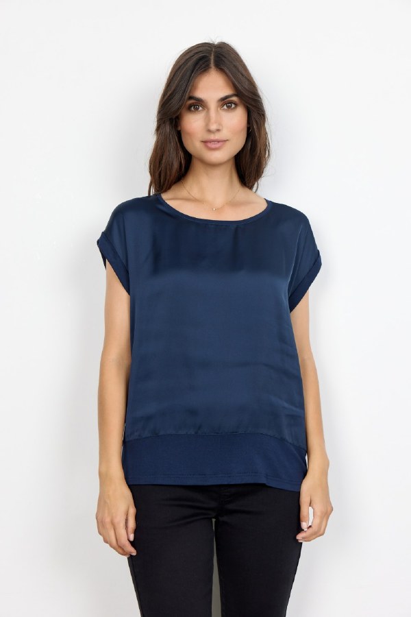 Soya Concept Thilde Satin T Shirt S Navy