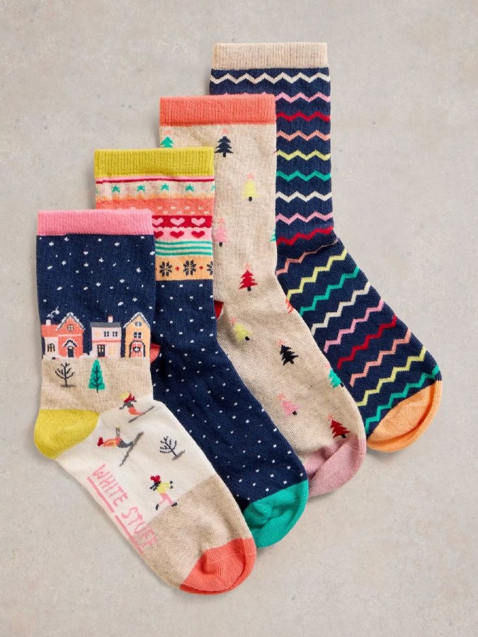 White Stuff 4pk Xmas Socks