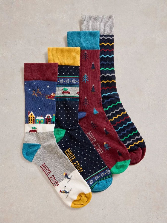 White Stuff 4pk Xmas Socks