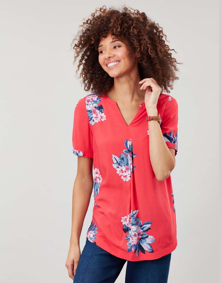 Joules Leona Floral Blouse 8 Red - Fishers