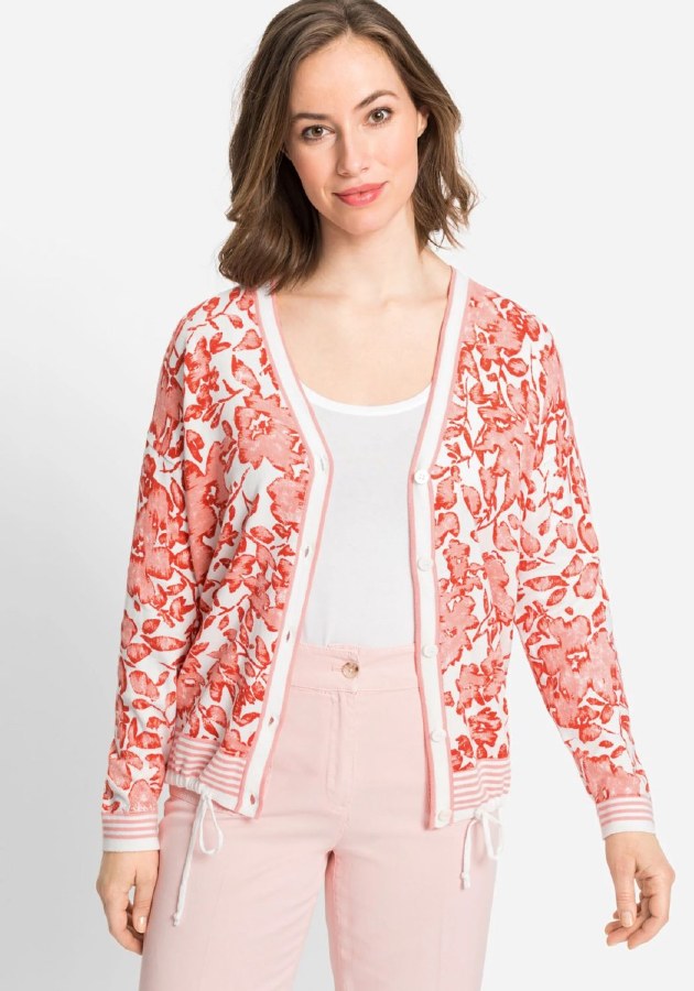 Olsen Print V neck Cardigan