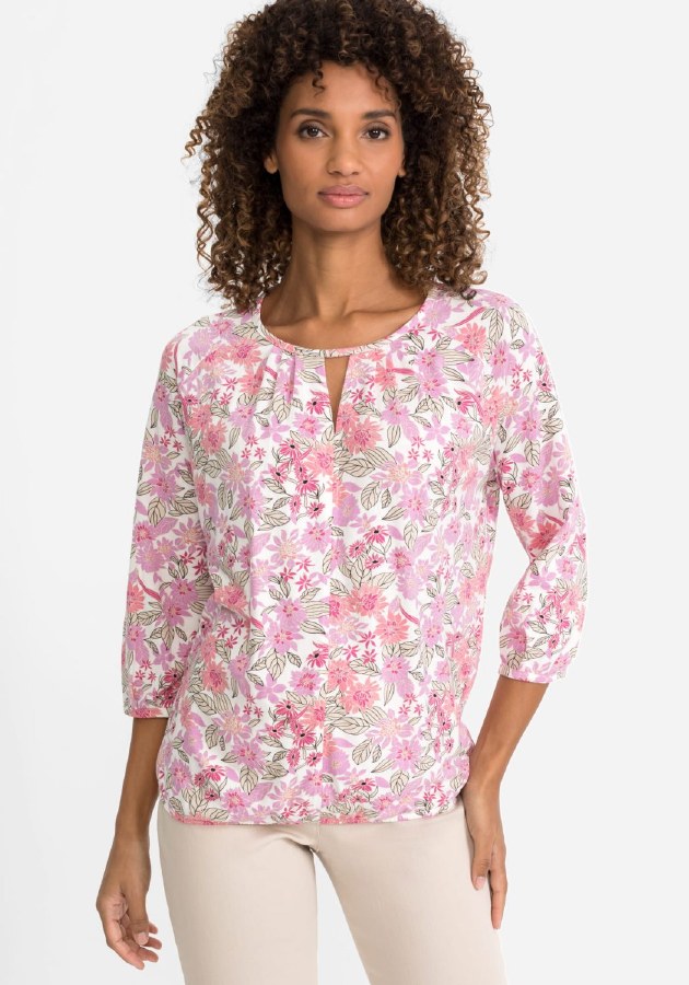Olsen Bubble Hem Print Top