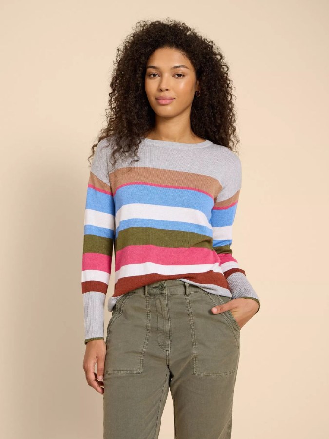 White Stuff Olive Stripe Jumper