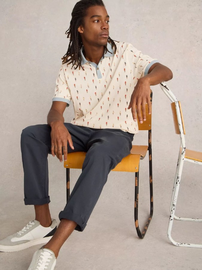 White Stuff Bike Print Poloshirt
