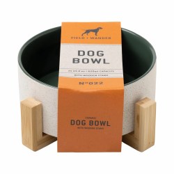 Additional picture of Ceramic Dog Bowl with Bamboo Stand