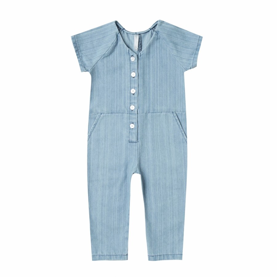 ecru denim utility jumpsuit