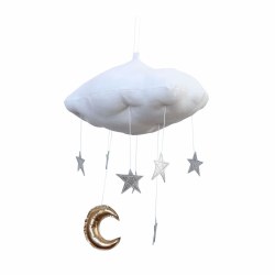 Luxe Silver Star Cloud Mobile with Gold Moon