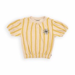 Puff Slv Top Yellow Strp 3/4
