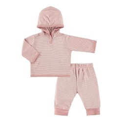 Hoodie Set Pink Stripe 12-18M