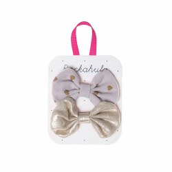 Heart and Gold Bow Clips