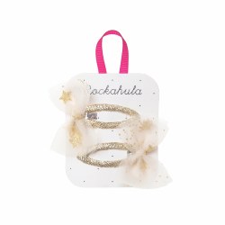 Moonlight Tulle Bow Clips Gold