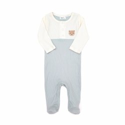 Emb Footie Bear Blue 9-12M