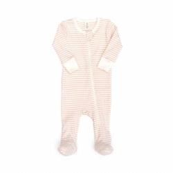 Zip Footie Pink Stripes 0-3M