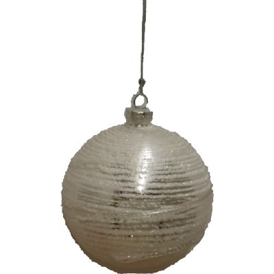 SILVER BALL WITH WHITE  GLITTER