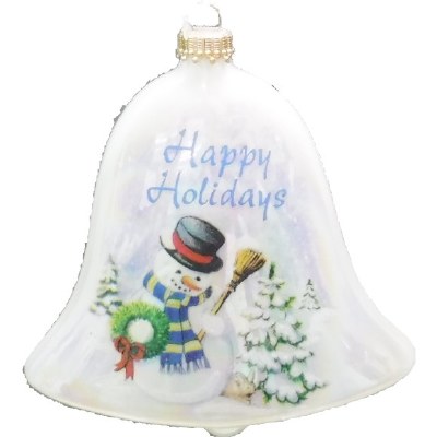 SNOWMAN BELL GLASS ORNAMENT