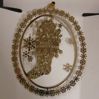 BRASS TEDDY BEAR IN STOCKING