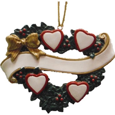 FAMILY OF 4 HEARTS IN A WREATH