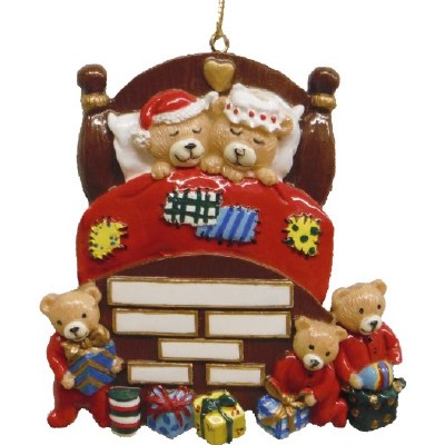 FAMILY OF 5 BEARS IN BEDROOM