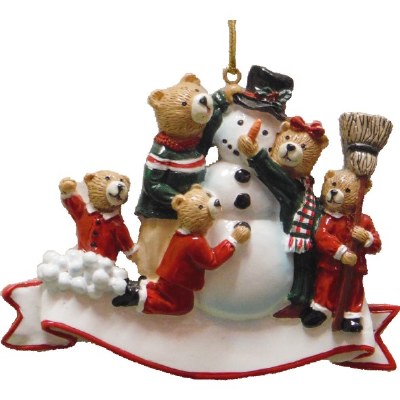 FAMILY OF 5 BEARS WITH SNOWMAN
