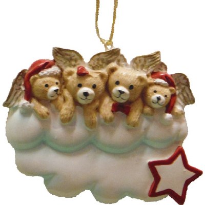 FAMILY OF 4 BEAR ANGELS ON A CLOUD