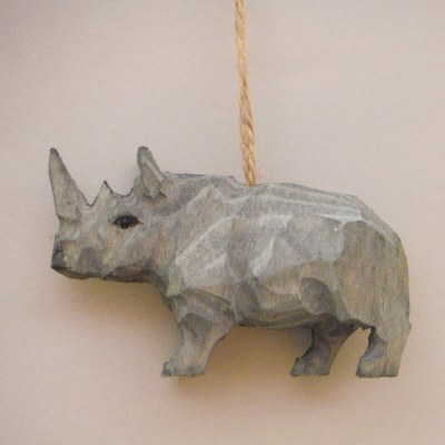 CARVED WOODEN RHINO