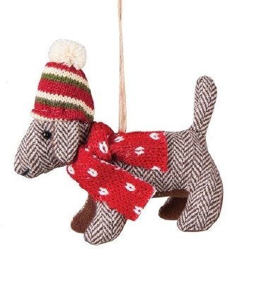 DOG PLUSH CHEVRON BROWN TAN