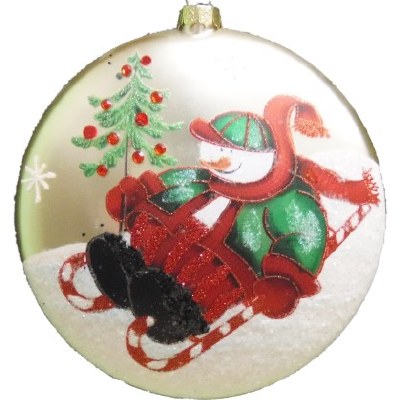 GLASS SNOWMAN DISC