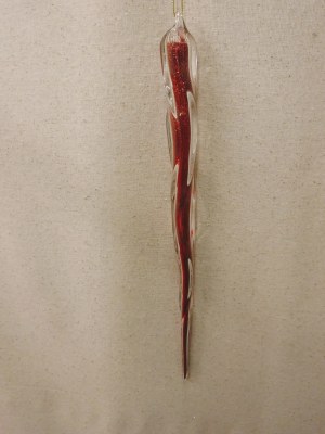 CLEAR GLASS ICICLE WITH RED