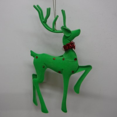 GREEN METAL REINDEER