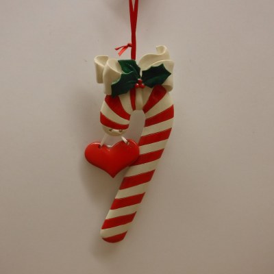 CANDY CANE WITH HEART DANGLET