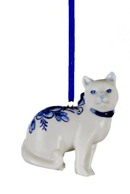 CAT BLUE DELFT PORCELAIN